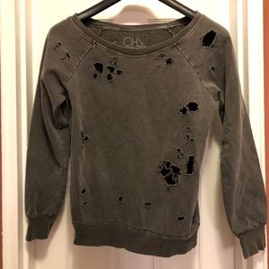 Chaser Gray Distressed Top Size S